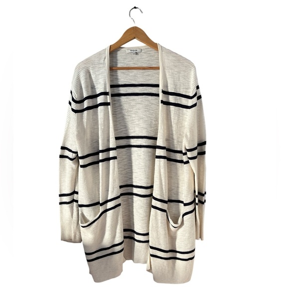 Madewell Womens Ivory Summer Striped Open Front Cardigan Size M - Picture 10 of 10